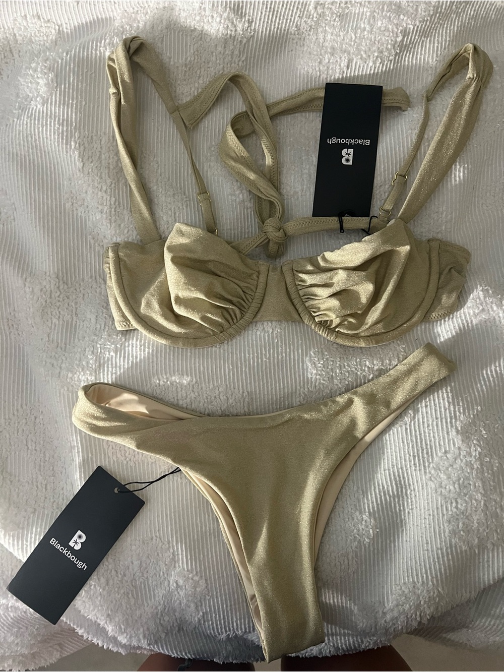 Blackbough Gold Ruched Underwire Bikini Set